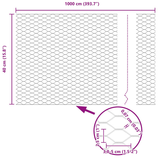Hexagonzaun Grün 0,4x10m Stahl
