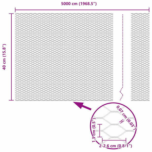 Hexagonzaun Grün Stahl 0.4 x 50 m