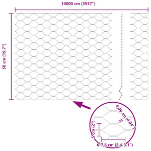 Hexagonzaun Grün Stahl 0,5 x 100 m