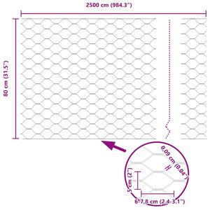 Grauer Hexagonzaun 0,8 x 25 m