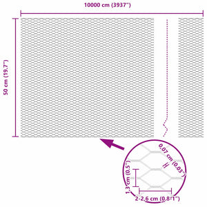 Hexagonzaun Grau 0,5x100m PVC