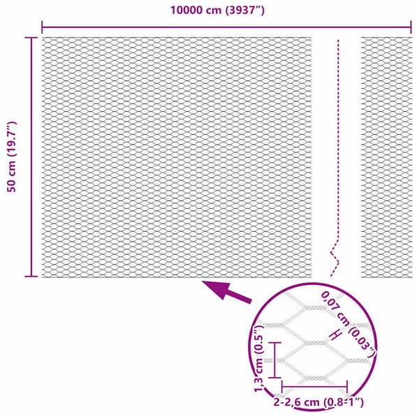 Hexagonzaun Grau 0,5x100m PVC