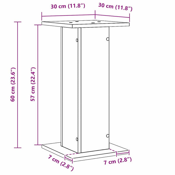 Pflanzenständer 2er Set Schwarz Eiche 60cm