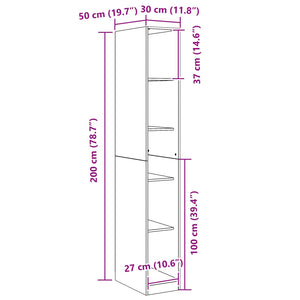 Kleiderschrank Schwarz Eichen-Optik 30x50x200cm