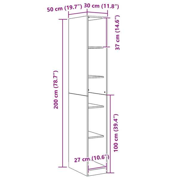 Kleiderschrank Schwarz Eichen-Optik 30x50x200cm
