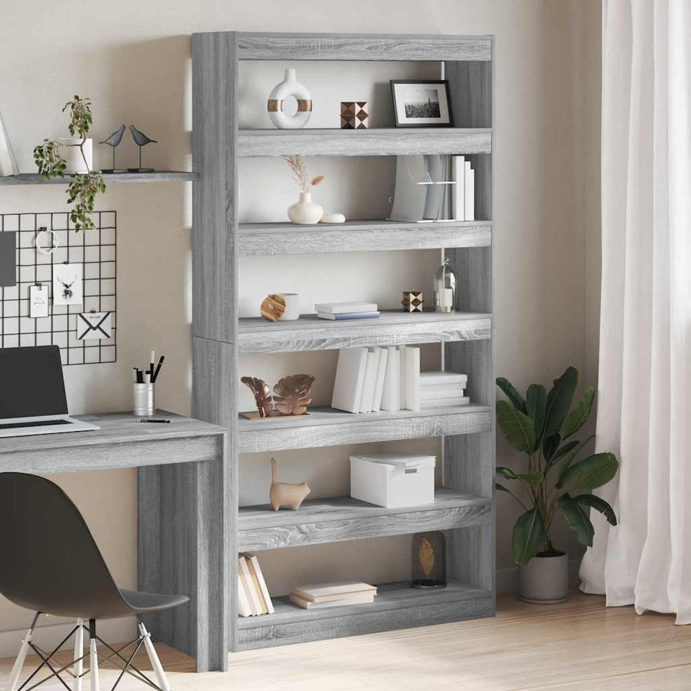 Graues Bücherregal Sonoma 100x30x198 cm