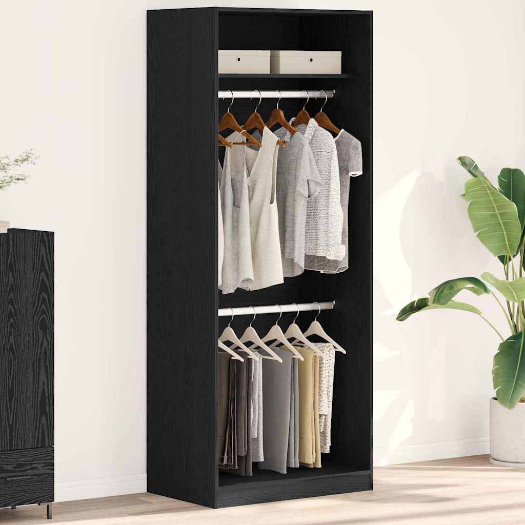 Kleiderschrank Schwarz Eichen-Optik 80x50x200 cm