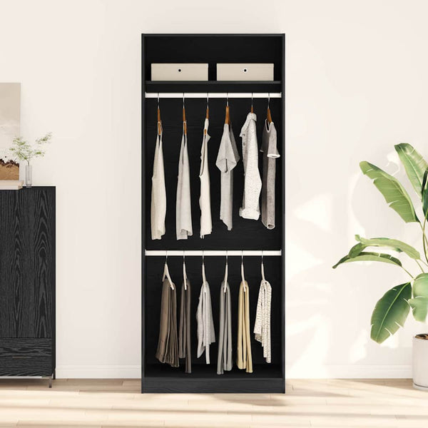 Kleiderschrank Schwarz Eichen-Optik 80x50x200 cm