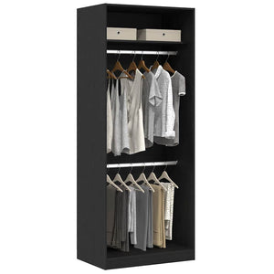 Kleiderschrank Schwarz Eichen-Optik 80x50x200 cm