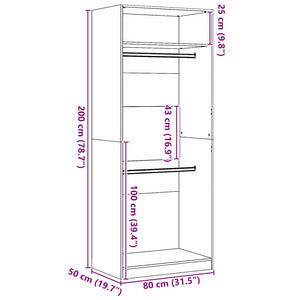 Kleiderschrank Schwarz Eichen-Optik 80x50x200 cm