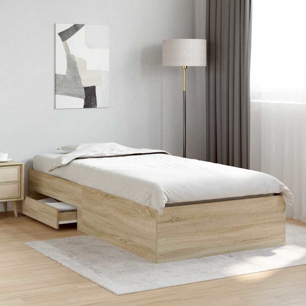 Bettrahmen Braun 90x190 cm mit Schubladen