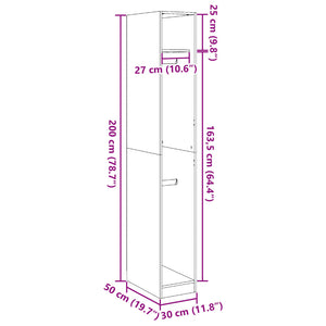 vidaXL Armoire avec étagère en bois de récupération 30 x 50 x 200 cm Bois d'ingénierie