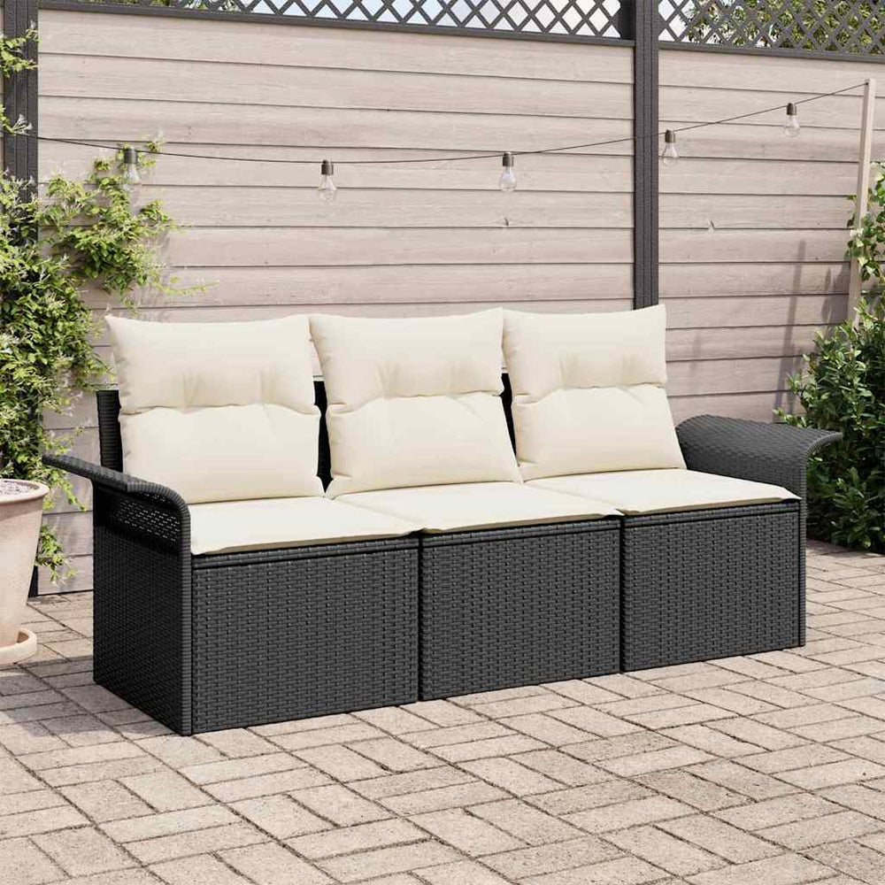 Poly Rattan Sofa Set Schwarz 3-teilig