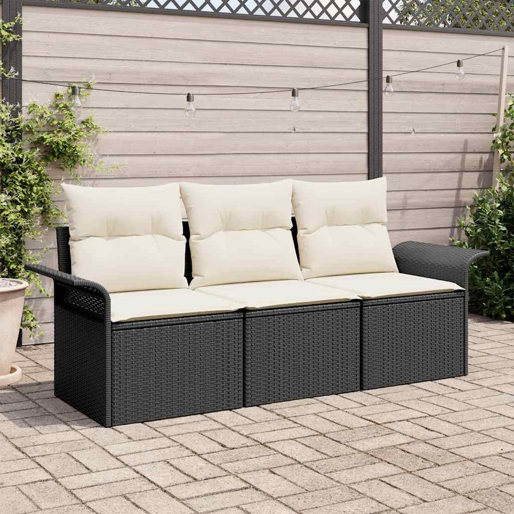 Poly Rattan Sofa Set Schwarz 3-teilig