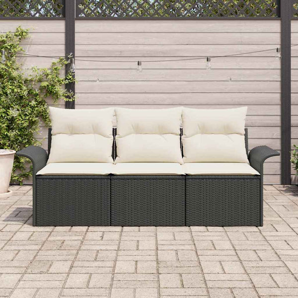 Poly Rattan Sofa Set Schwarz 3-teilig