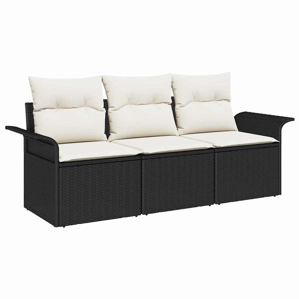Poly Rattan Sofa Set Schwarz 3-teilig