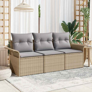 Poly Rattan Sofa Set Beige & Grau