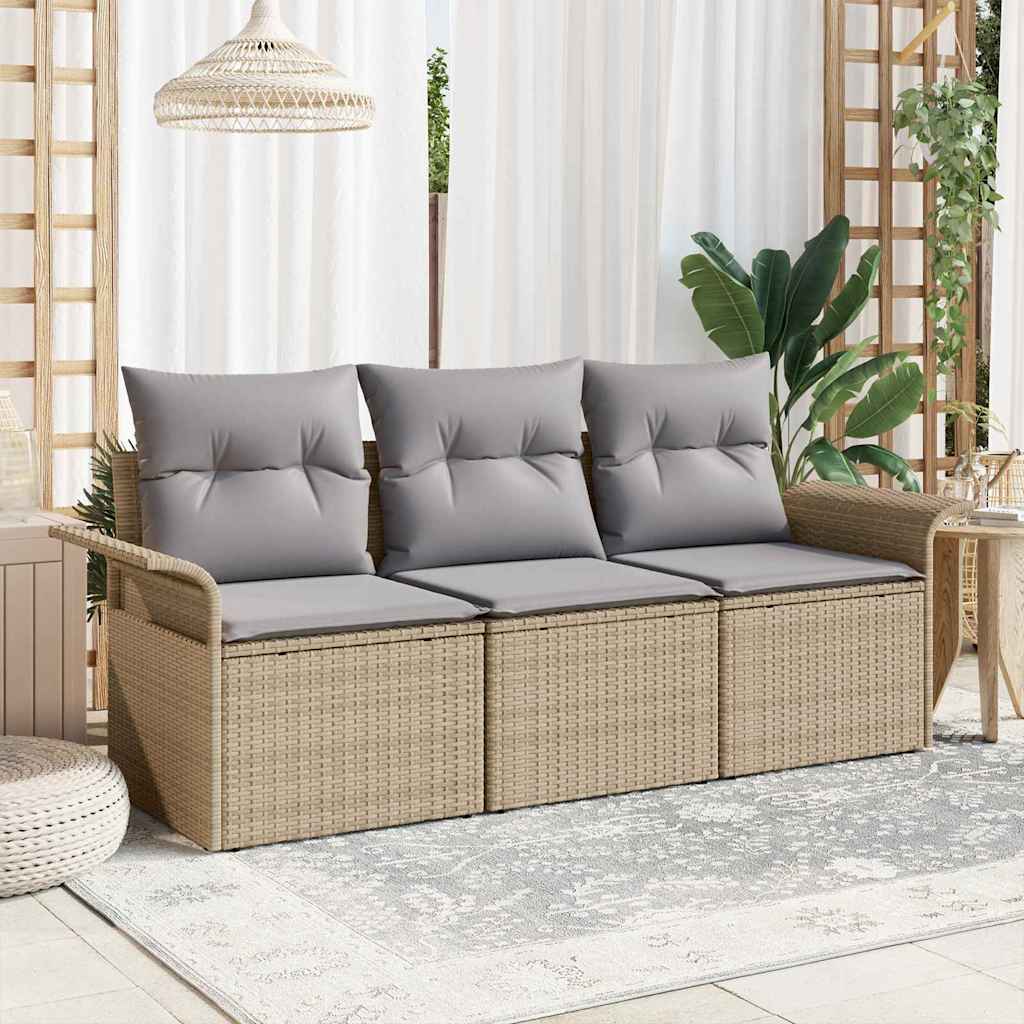 Poly Rattan Sofa Set Beige & Grau