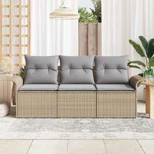 Poly Rattan Sofa Set Beige & Grau