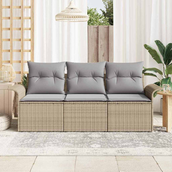 Poly Rattan Sofa Set Beige & Grau