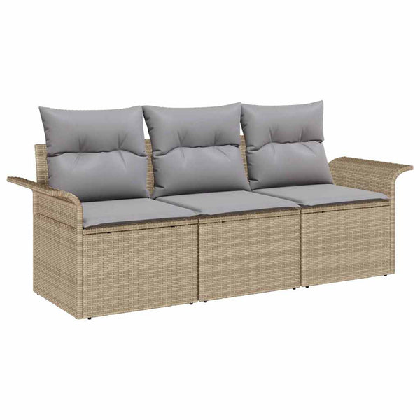Poly Rattan Sofa Set Beige & Grau