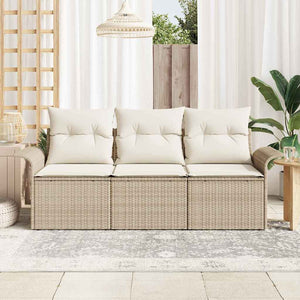 vidaXL Salon de jardin avec coussins 3 pcs Beige et Crème Résine tressée