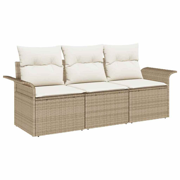 vidaXL Salon de jardin avec coussins 3 pcs Beige et Crème Résine tressée