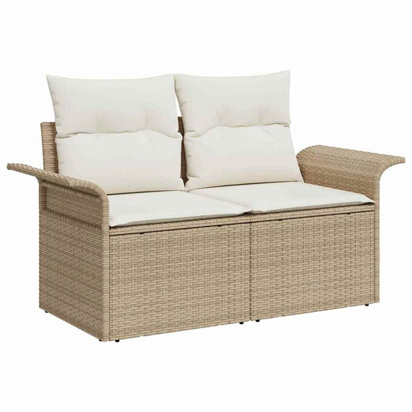 vidaXL Salon de jardin avec coussins 3 pcs Beige et Crème Résine tressée