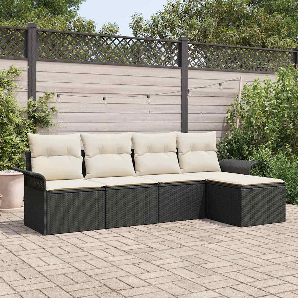 Poly Rattan Gartensofa Set mit Kissen, Schwarz