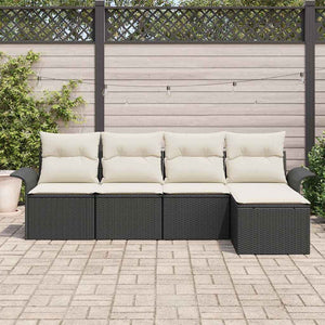 Poly Rattan Gartensofa Set mit Kissen, Schwarz