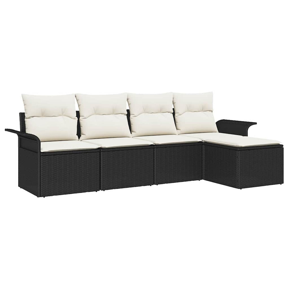 Poly Rattan Gartensofa Set mit Kissen, Schwarz
