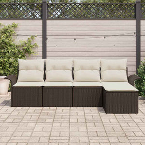 vidaXL Canapé d'extérieur avec coussins 5 pcs Marron Résine tressée