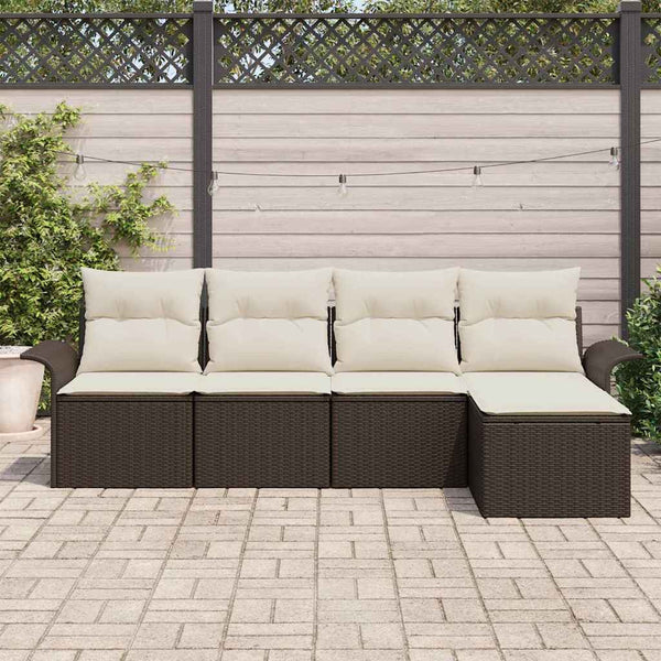 vidaXL Canapé d'extérieur avec coussins 5 pcs Marron Résine tressée