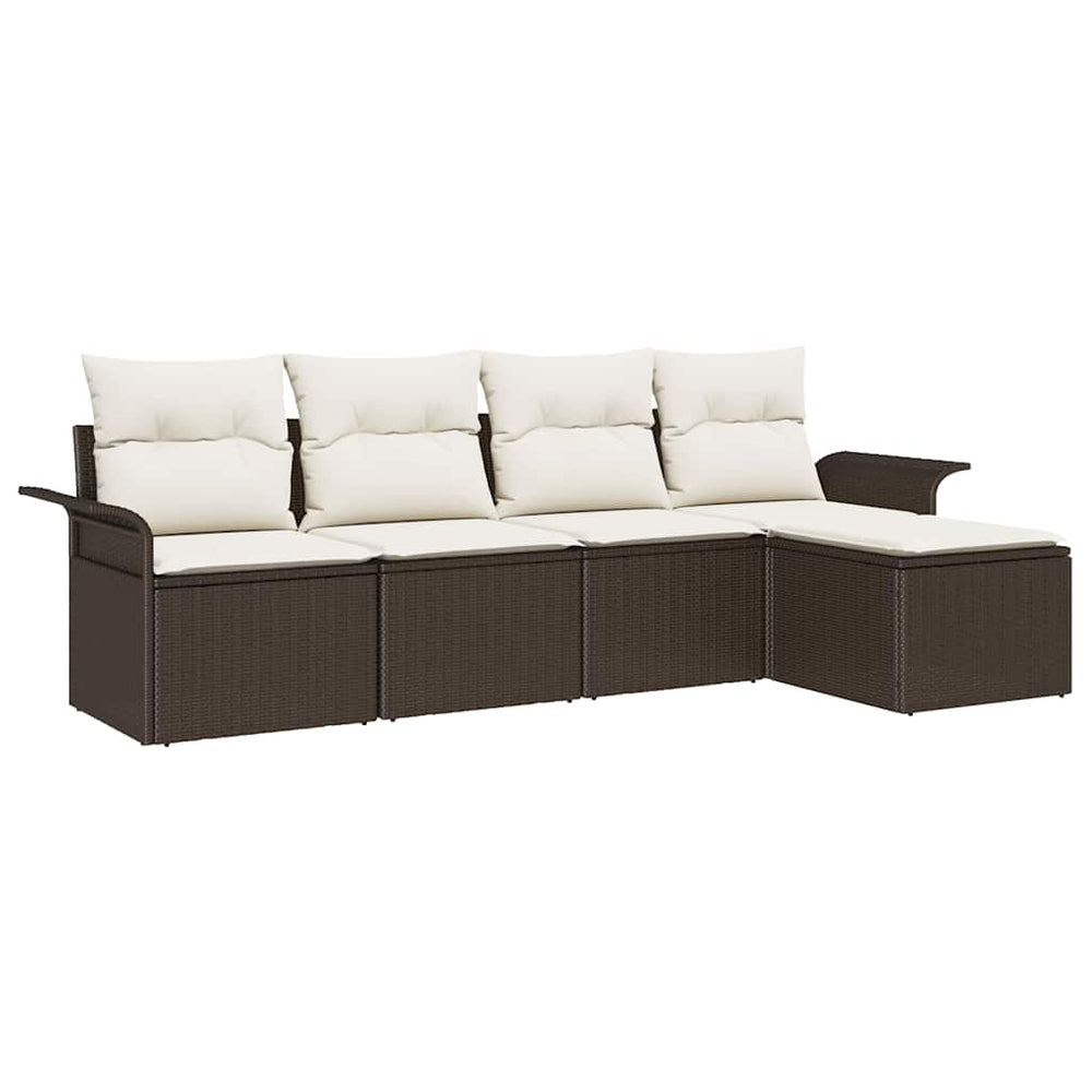 Poly Rattan Outdoor Sofa Set mit Kissen, 5-teilig