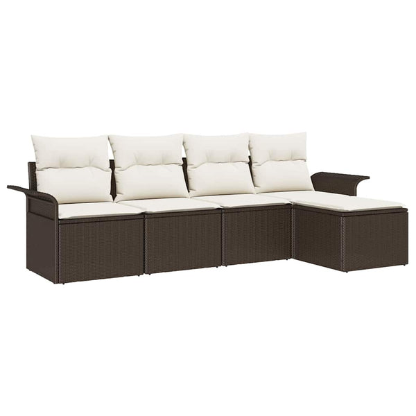 vidaXL Canapé d'extérieur avec coussins 5 pcs Marron Résine tressée