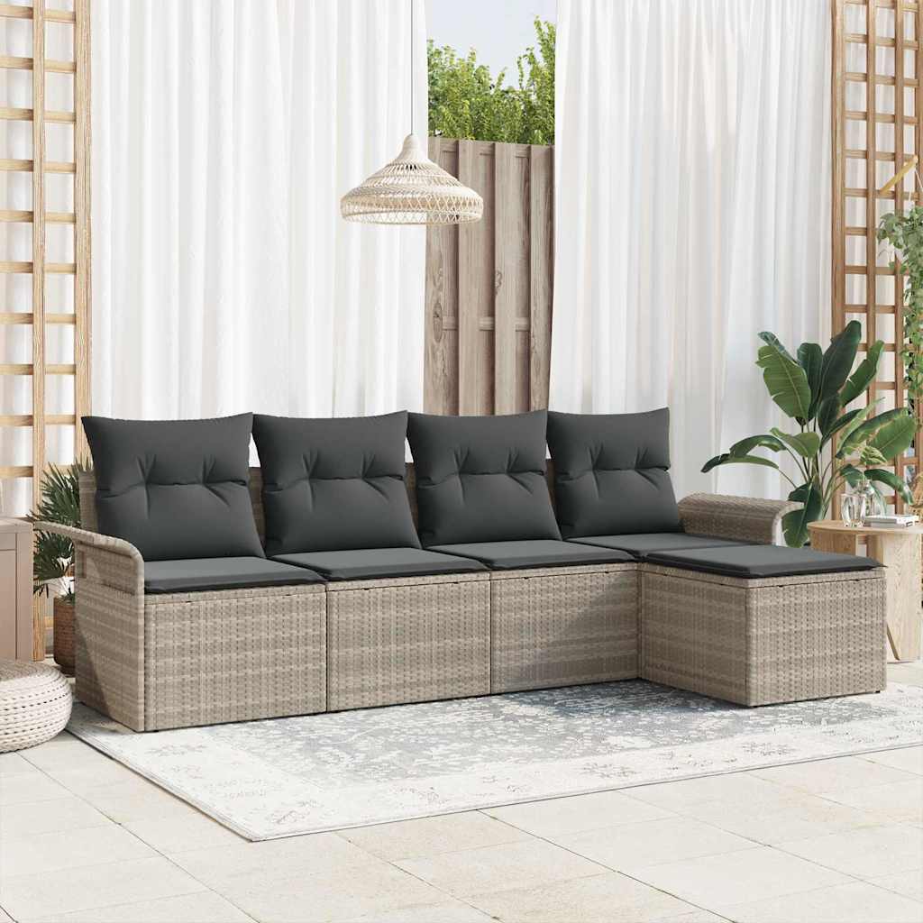Poly Rattan Outdoor Sofa Set Hellgrau 5-teilig