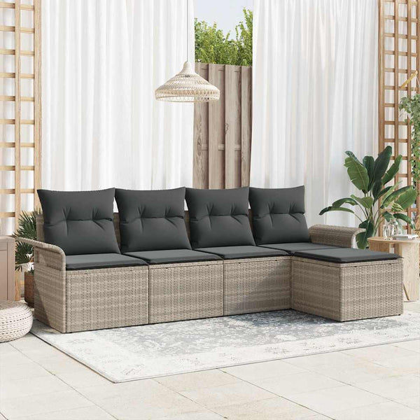 Poly Rattan Outdoor Sofa Set Hellgrau 5-teilig