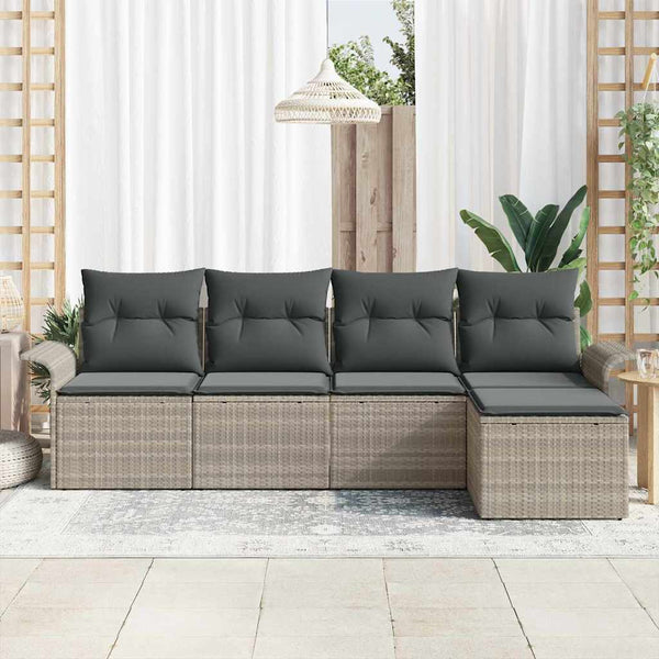 Poly Rattan Outdoor Sofa Set Hellgrau 5-teilig