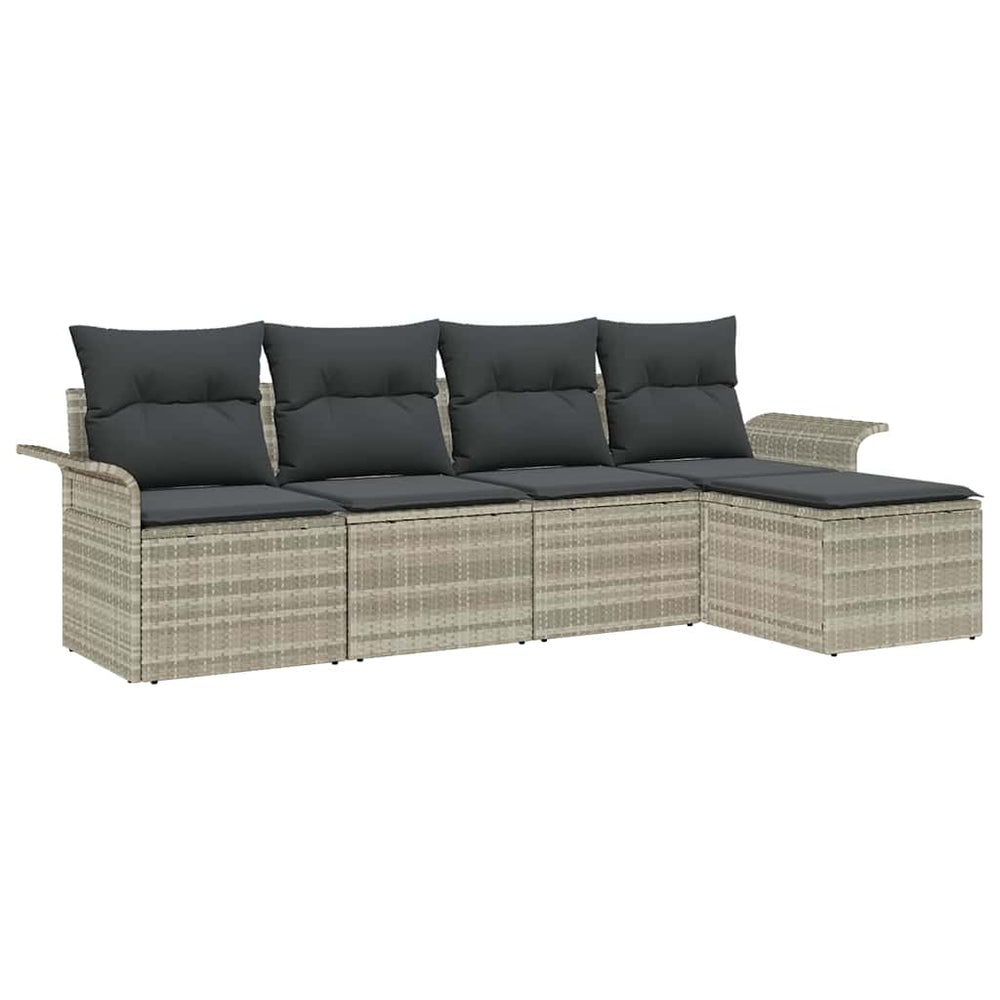 vidaXL Canapé d'extérieur avec coussins 5 pcs Gris clair résine tressée