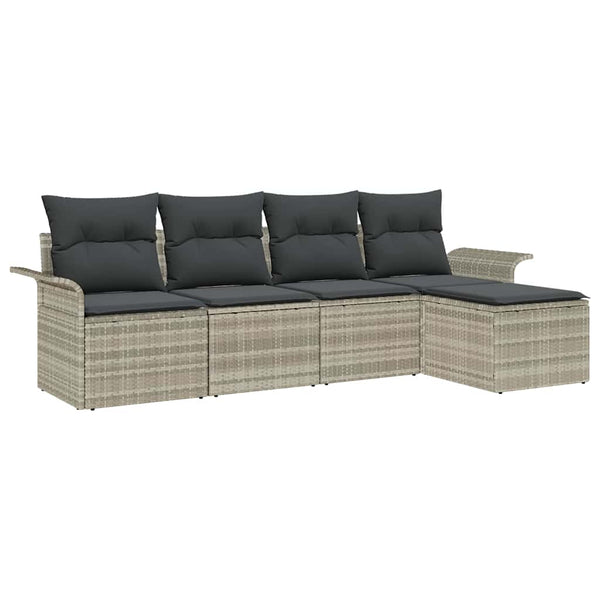 Poly Rattan Outdoor Sofa Set Hellgrau 5-teilig