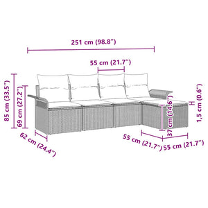 Poly Rattan Outdoor Sofa Set Hellgrau 5-teilig