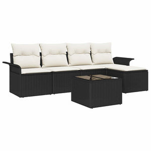 vidaXL Canapé d'extérieur avec coussins 6 pcs Noir Résine tressée