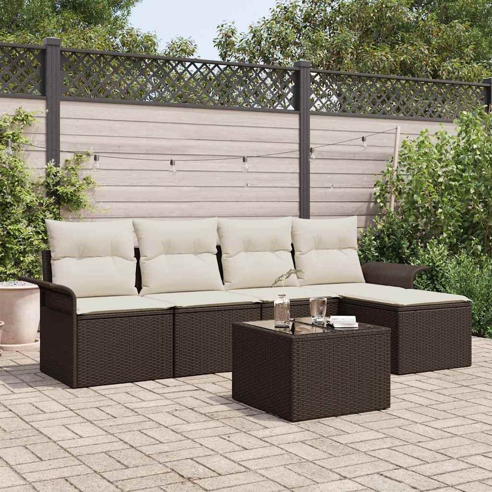 Outdoor Sofa Set Braun Poly Rattan 6-teilig