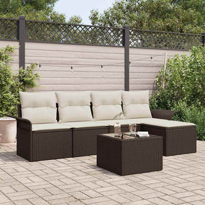Outdoor Sofa Set Braun Poly Rattan 6-teilig