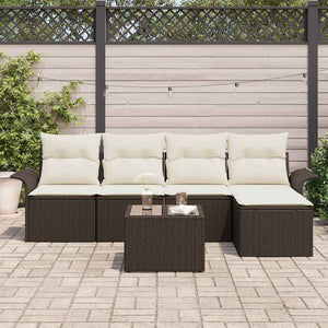 Outdoor Sofa Set Braun Poly Rattan 6-teilig