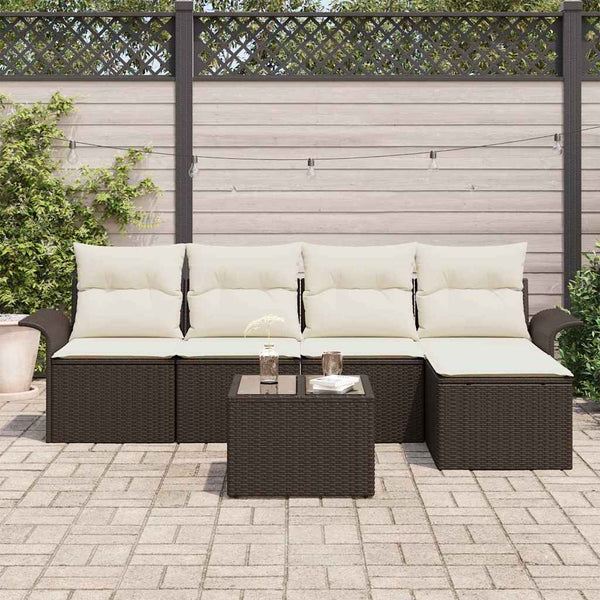 Outdoor Sofa Set Braun Poly Rattan 6-teilig