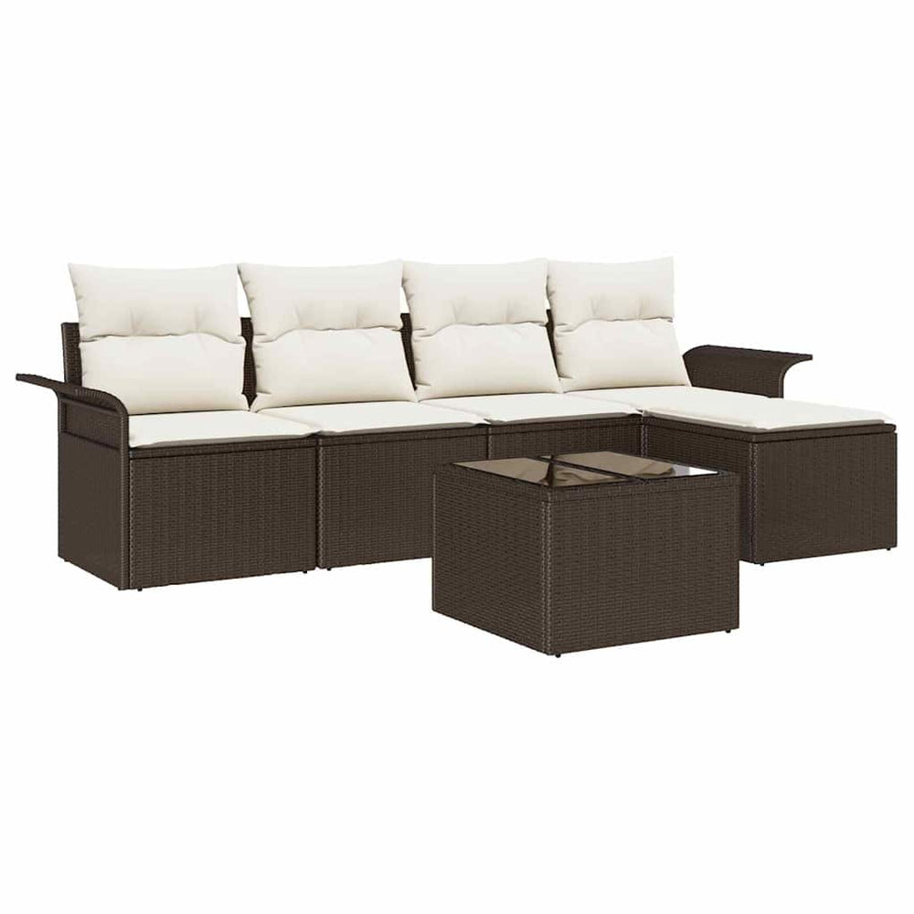Outdoor Sofa Set Braun Poly Rattan 6-teilig