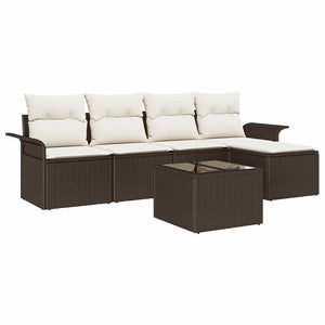 Outdoor Sofa Set Braun Poly Rattan 6-teilig