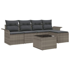 vidaXL Canapé d'extérieur avec coussins 6 pcs Gris Résine tressée