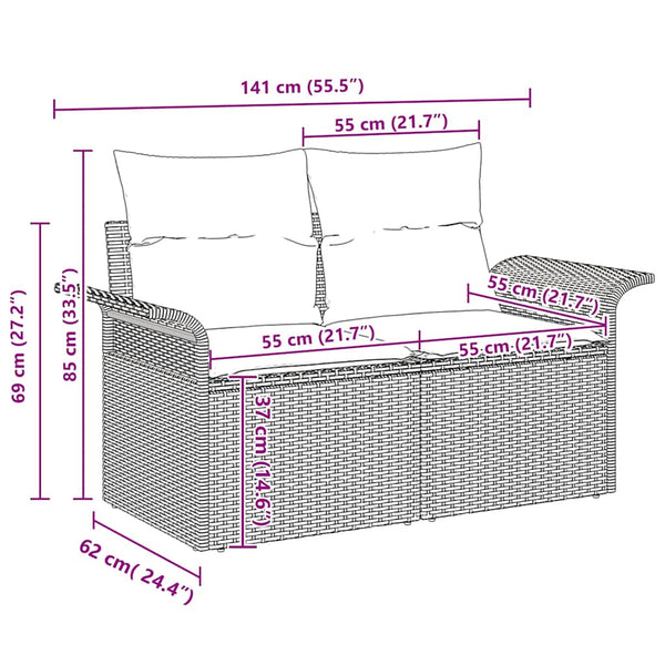 vidaXL Canapé d'extérieur avec coussins 6 pcs Gris Résine tressée